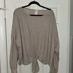 Cream Boxy Tie Front Blouse